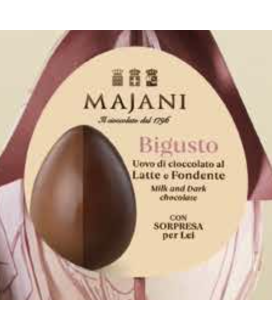 Vendita online uova di Pasqua Bigusto Majani. Shop on line Uovo metà di cioccolato al latte e metà fondente. Miglior prezzo on l