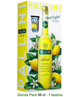 Limoncello di amalfi con bicchierino decorata Deruta Pallini