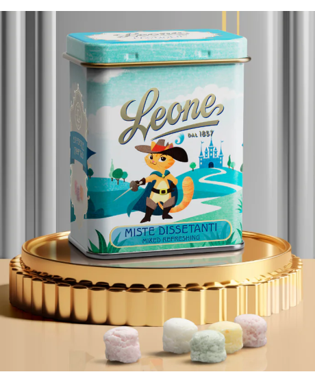 Pastiglie Leone mixed flavours Puss in Boots gift box shop | corso101 Pastiglie Leone mixed flavours Puss in Boots gift box shop | corso101
