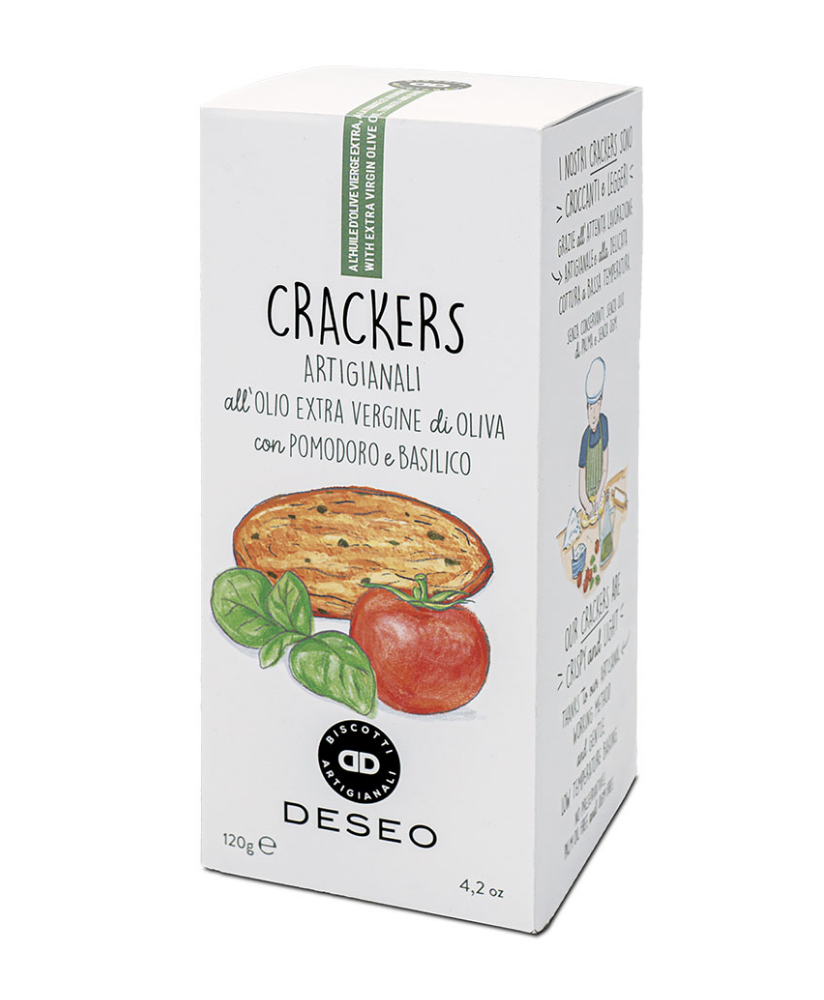 Deseo - Crackers all'olio evo con pomodoro e basilico - 120g