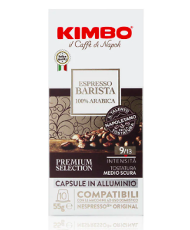 Kimbo - 10 Aluminum Capsules - Espresso Barista - 100% Arabica - Nespresso Compatible