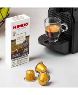 Kimbo - 10 Aluminum Capsules - Espresso Barista - 100% Arabica - Nespresso Compatible