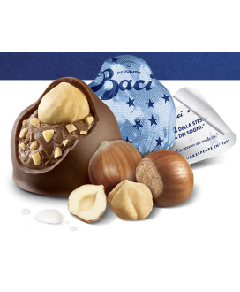 Vendita online Baci Perugina al Latte, cioccolatino al latte ripieno di nocciole. Shop on line cioccolatini con frasi d'amore al