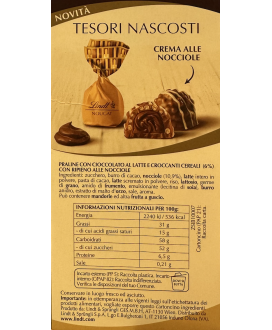 Lindt - Tesori Nascosti - Cioccolatini ripieni con Crema alle Nocciole - Nougat