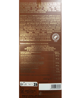 Vendita online tavolette grandi da 600g. di cioccolato Venchi al latte con nocciole piemonte intere. Shop on line cioccolata al