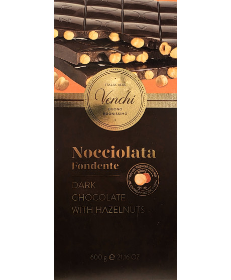 Vendita online tavolette di cioccolato Venchi Grandi da 600 g. fondente extra 60% di cacao con nocciole piemonte intere. Shop on