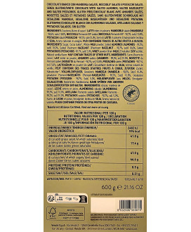 Vendita online tavolette di cioccolato Venchi grandi bianco con nocciole piemonte intere, mandorle e pistacchi salati. Shop on l