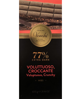 Vendita online tavolette di cioccolato Venchi fondente extra 77% di cacao con Nibs. Shop on line cioccolata fondente di qualita'
