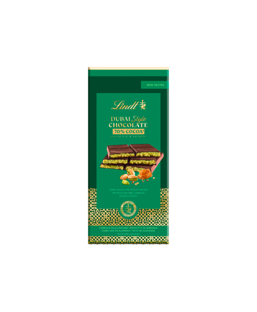 Lindt - Dubai style chocolate bar - Dark Chocolate - 70% cocoa - 145g