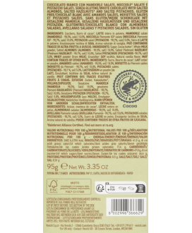 Vendita online tavolette di cioccolato Venchi bianco con nocciole piemonte intere, mandorle e pistacchi salati. Shop on line cio