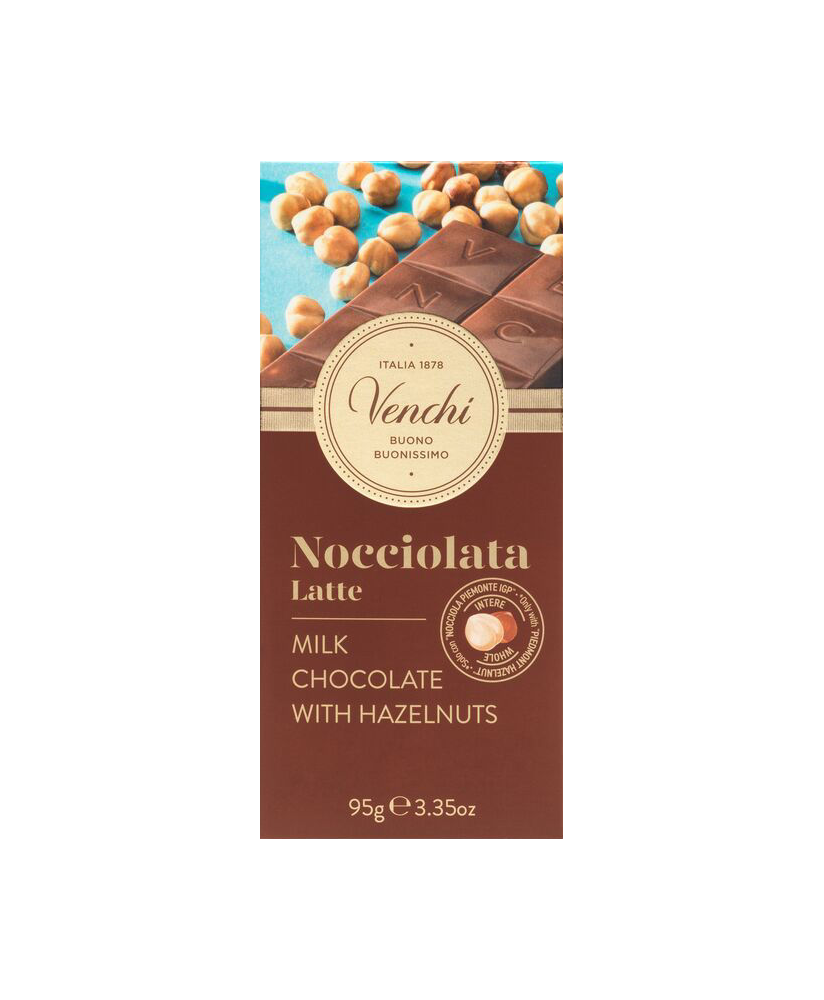 Vendita online tavolette di cioccolato Venchi al latte con nocciole piemonte intere. Shop on line cioccolata al latte di qualita