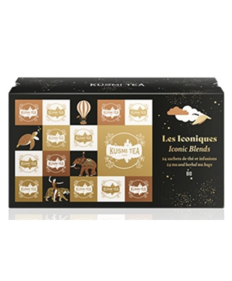 Kusmi Tea - Les Iconiques bio - Etui carton 24 sachets enveloppés Noël 2025 - 51g Kusmi Tea - Les Iconiques bio - Etui carton 24 sachets enveloppés Noël 2025 - 51g