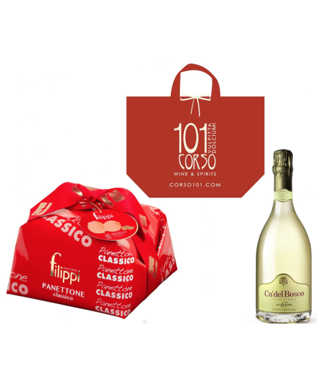 Online sales packaging Christmas 2013 with prosecco, panettone craft Filippi quality (Typical Christmas Cake) and Italian Prosec