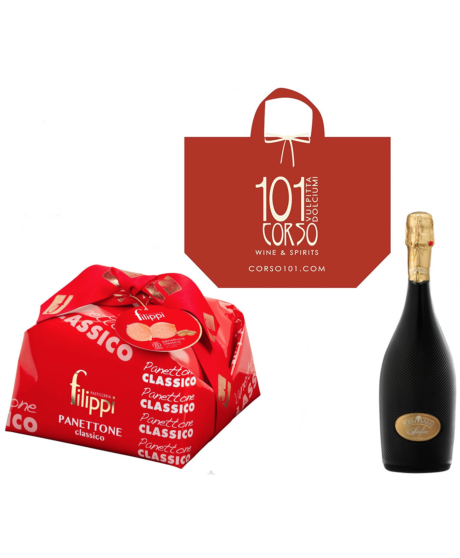 Online sales packaging Christmas 2013 with prosecco, panettone craft Filippi quality (Typical Christmas Cake) and Italian Prosec