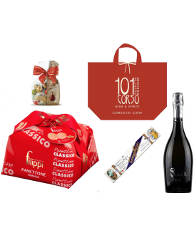 Online sales packaging Christmas 2013 with prosecco, panettone craft Filippi quality (Typical Christmas Cake) and Italian Prosec