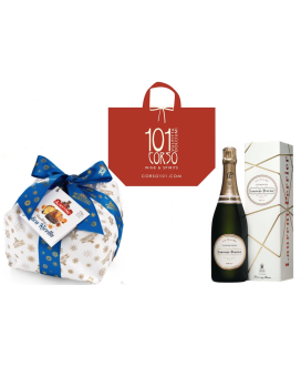 Vendita online confezioni Natale 2015 con panettone artigianale Albertengo e Champagne Laurent Perrier Brut. Shop on line idee r
