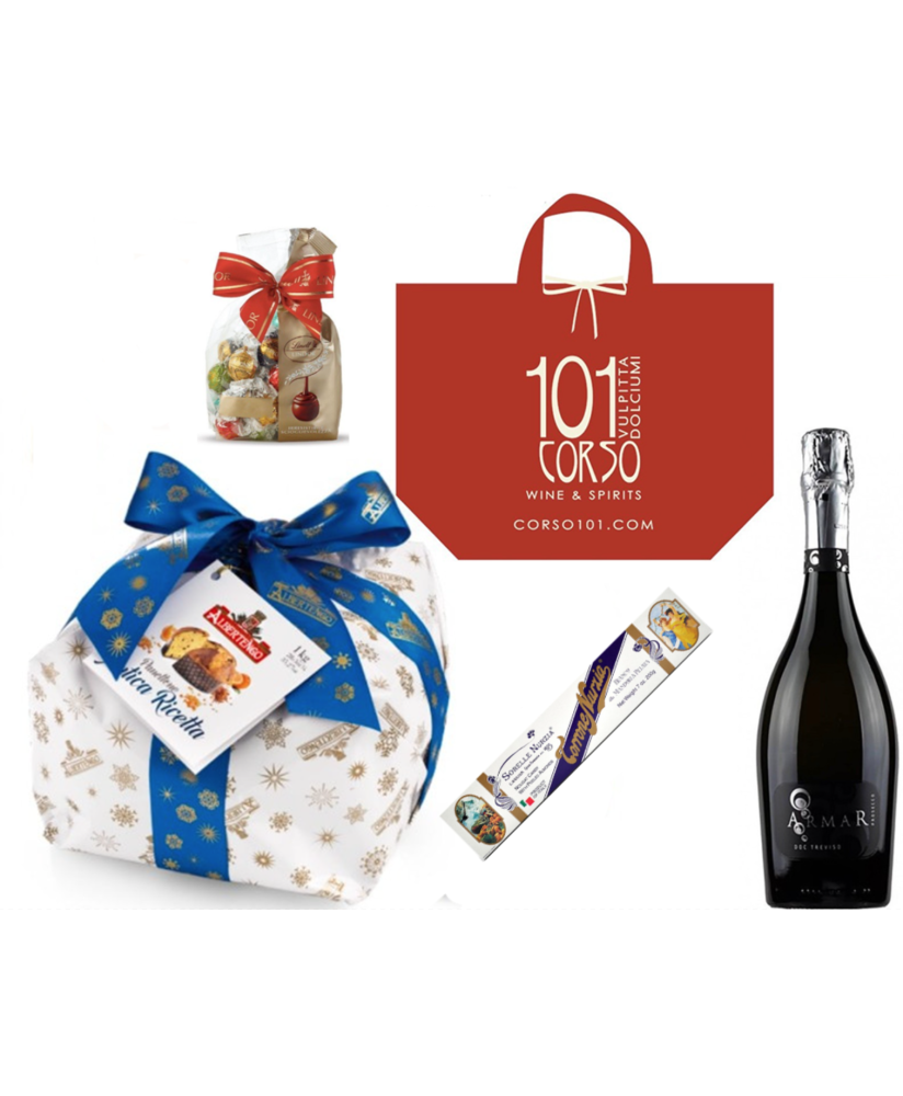 Online sales packaging Christmas 2013. Prosecco, Panettone Craft Albertengo quality (Typical Christmas Cake) and Nougat Flamigni