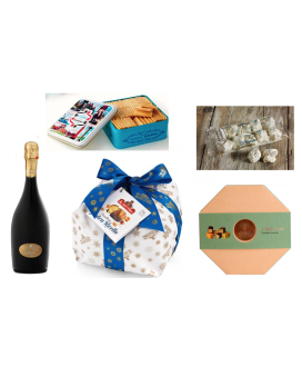 Vendita online confezioni Natale 2014 scatole con panettone artigianale Albertengo, Torrone, cioccolatini e prosecco o franciaco