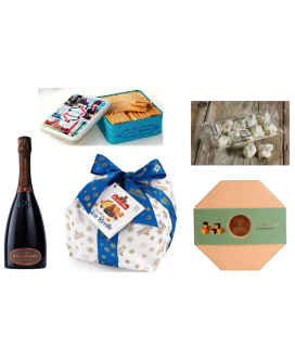 Online sales packaging boxes with Christmas 2014 Albertengo artisan panettone, nougat, chocolates and Prosecco or Franciacorta.