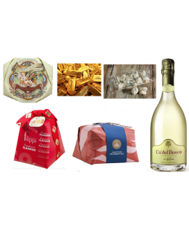 Vendita online confezioni Natale 2014 scatole con panettone artigianale Fiasconaro, Pandoro Filippi, Franciacorta Ca' del Bosco.