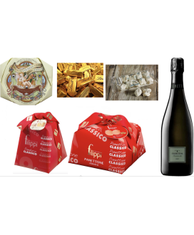 Vendita online confezioni Natale 2014 scatole con panettone artigianale Filippi, Torrone, cioccolatini e prosecco o franciacorta