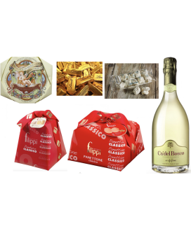Online sales packaging boxes with Christmas 2014 panettone craft Filippi, nougat, chocolates and Prosecco or Franciacorta. Shop