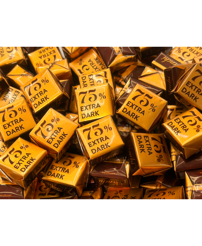 Vendita online cioccolatino Venchi Cubotto Cuor di Cacao 75% a €32,00 al Kg. Shop on-line cioccolatini Cubotti Venchi Unica ripi