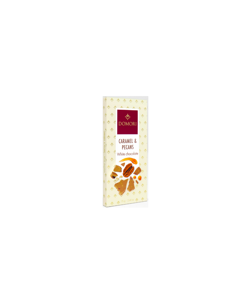 Domori - Tavoletta Antologia Cioccolato Bianco, Caramello e Noci Pecan - 75g Domori - Tavoletta Antologia Cioccolato Bianco, Caramello e Noci Pecan - 75g