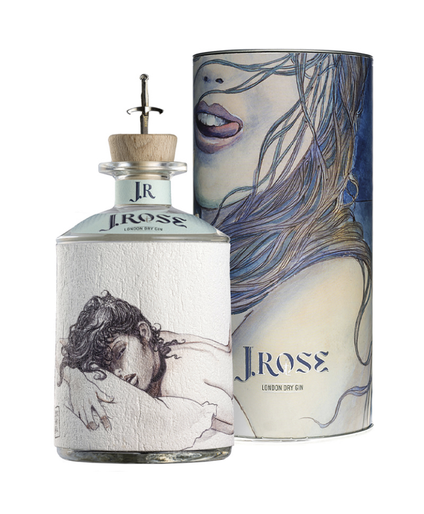 J. Rose - London Dry Gin Artigianale - JR01A - 70cl - Milo Manara - Astucciato J. Rose - London Dry Gin Artigianale - JR01A - 70cl - Milo Manara - Astucciato