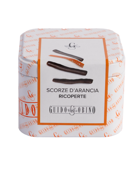 Guido Gobino - Scorze d'Arancia ricoperte Fondente - Lattina 100g