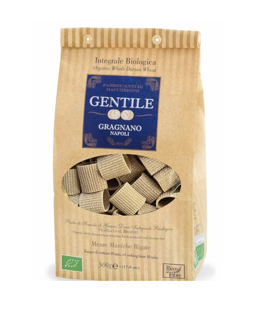 Pasta Gentile - Mezze Maniche Rigate Integrali Bio 500g - Gragnano