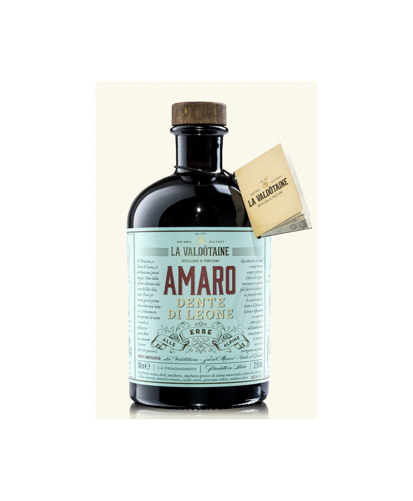 Shop online italian Amaro dente di Leone La Valdotaine, liquor from Alps. Online shop bitter made in Italy, Best price online.