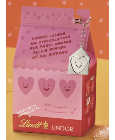 Lindt - Bag Lindor Latte - Portachiavi Disegnetti Depressetti - 125g