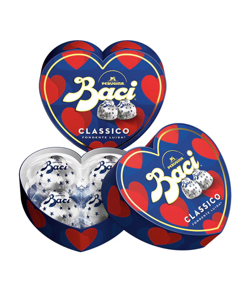Vendita online scatola di metallo a forma di cuore per San Valentino Baci Perugina, al miglior prezzo. Shop confezioni Perugina.