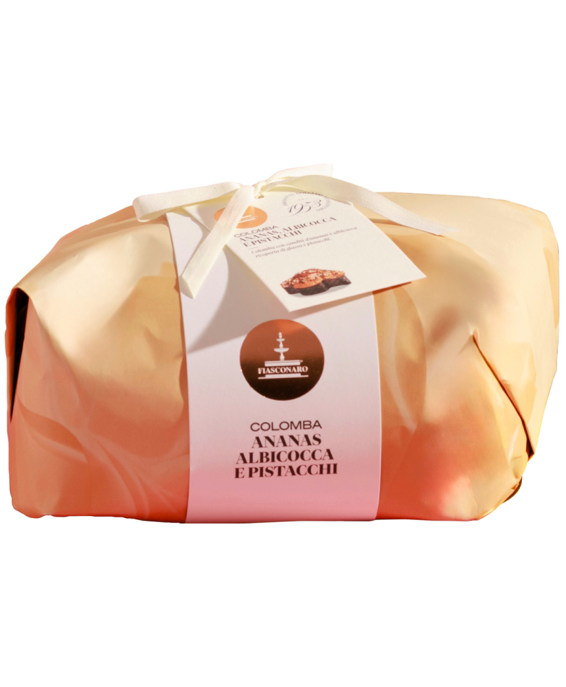 Colombe Fiasconaro prezzi. Colomba Mediterranea pistacchi e ananas Fiasconaro. Vendita online colombe artigianali e prezzo