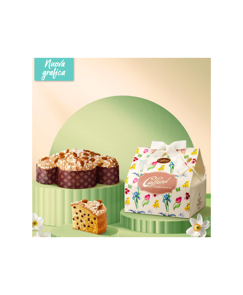 Vendita on line colombe di Pasqua Caffarel con gocce di cioccolato extra glassata con mandorle e nocciole. Shop on line Colomba