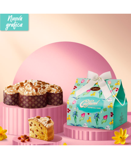 Vendita on line colombe di Pasqua Caffarel Senza canditi con uvetta sultanina glassata con mandorle e nocciole. Shop on line Col