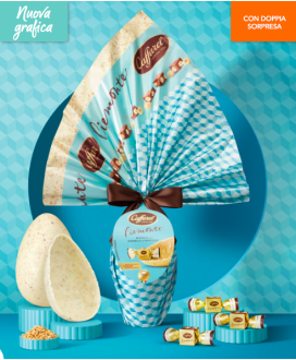 Online sales Eggs Caffarel white chocolate with salted almonds and pistachios. Shop online elegant Easter egg Caffarel white cho