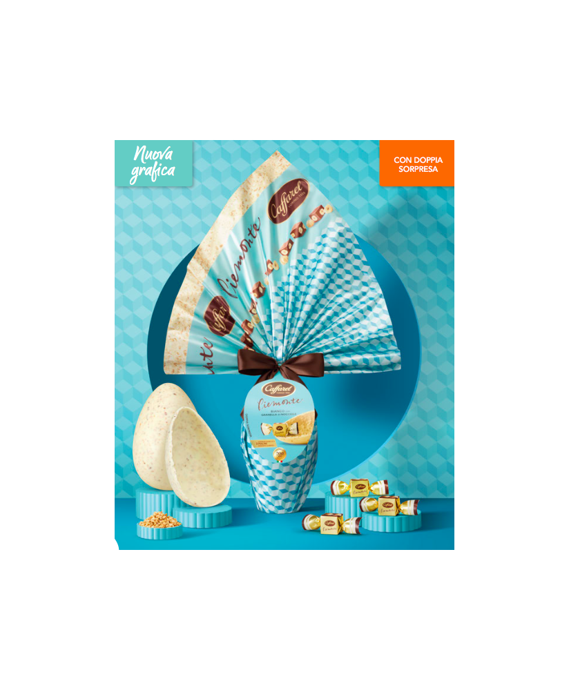 Online sales Eggs Caffarel white chocolate with salted almonds and pistachios. Shop online elegant Easter egg Caffarel white cho