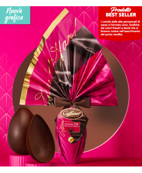 Vendita online Uova Caffarel Fondente extra 75% di cacao. Shop on line uovo di Pasqua 2017 Caffarel cioccolata fondente amara. M