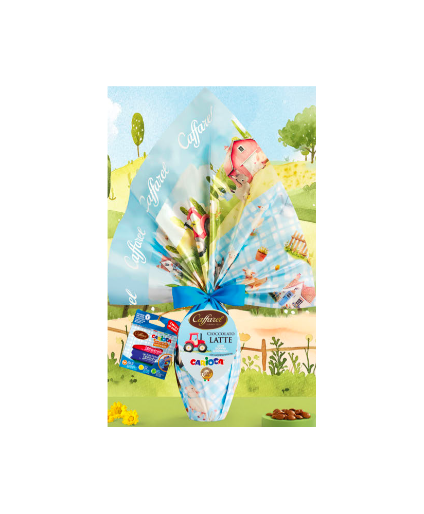 Vendita online Uova Caffarel al latte con sorpresa da maschio. Shop on line uovo Caffarel per bambino al latte, con doppia sorpr