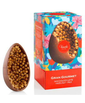 Vendita online uova di cioccolato Venchi, al latte con nocciole piemonte I.G.P. Shop on line uova di cioccolata senza glutine pe