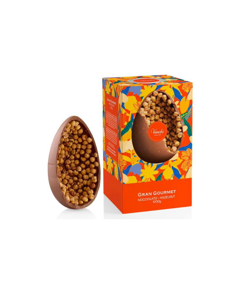 Vendita online uova di cioccolato Venchi 2022, al latte con nocciole piemonte I.G.P. Shop on line uova di cioccolata senza gluti