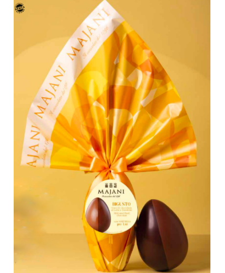 Vendita online uova di Pasqua Bigusto Majani. Shop on line Uovo metà di cioccolato al latte e metà fondente. Miglior prezzo on l