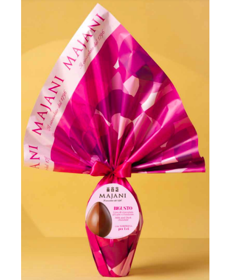 Vendita online uova di Pasqua Bigusto Majani. Shop on line Uovo metà di cioccolato al latte e metà fondente. Miglior prezzo on l
