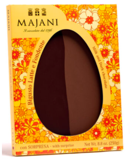 Buy on line italian Easter eggs with surprise Dark Chocolate with Orange Peel . Shop on line easter egg Majani Fiat cremino, dar