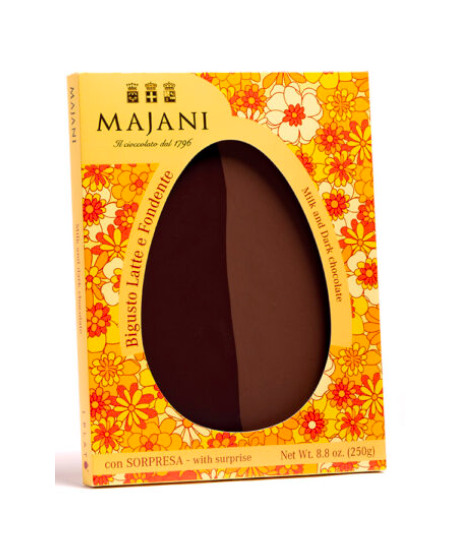 Buy on line italian Easter eggs with surprise Dark Chocolate with Orange Peel . Shop on line easter egg Majani Fiat cremino, dar