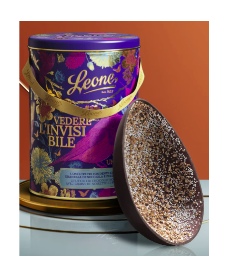 Leone - Uovo Cri Cri Fondente 70% e Nocciole - LATTA - 350g
