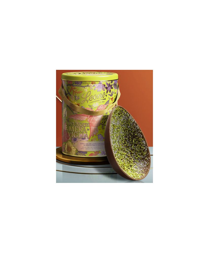 Leone - Easter Egg Cri Cri Milk Chocolate with Pistachio - Tin - 350g