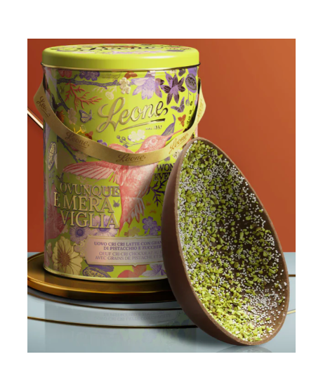 Leone - Easter Egg Cri Cri Milk Chocolate with Pistachio - Tin - 350g